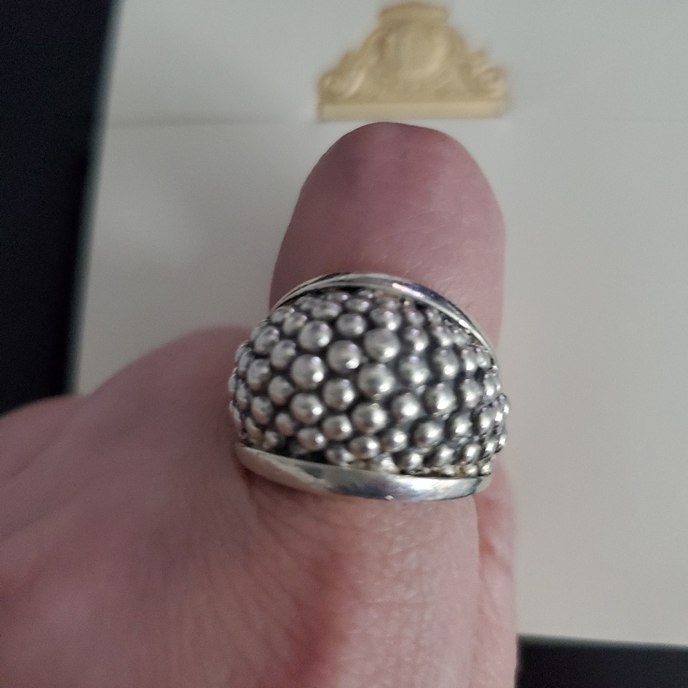 Lagos beaded sterling silver ring